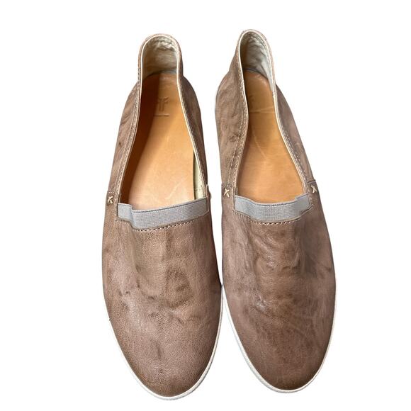 Frye Melanie Slip On Sneakers Size 10 Burnished Gray Brown Leather Upper Flats - Picture 3 of 8